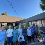 Pictured are eight former presidents in attendance at the annual Vashon Bird Alliance (VBA) meeting. From left to right: Sarah Driggs, Rayna Holtz, Julie Burman, Jill Andrews, Dan Willsie, Cathy Bailey, Sue Trevathan, Randy Smith, and current president Steve Hunter. Two former Presidents could not attend and are not pictured: Emma Amiad, the founding board President, and Ann Spiers. VBA also remembers with fondness and gratitude two former presidents who have passed away: John Friars and Ed Swan. (Courtesy photo)