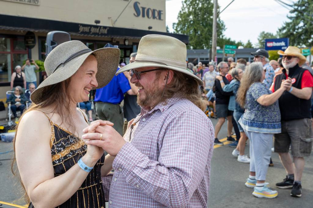 Couples dance to the music of the Portage Fill Band. (Alex Bruell photo)