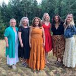 The company of Drama Docks Sister Act, appropriately, includes a veritable sorority of powerhouse female talent, including (left to right) Holly Boaz, Rowena Hammill, Kiana Kendall, Erika Stranberg, Vanessa Bassi and Kelly Godell, the shows director and new interim artistic director of Drama Dock. (Elizabeth Shepherd photo)