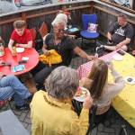 Filmmakers and friends of the festival gather to socialize between screenings. (Phil Clapham photo)