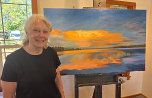 Rose Belknap, one of the organizers of this years Dockton Art Walk, in her studio. (Phil Clapham Photo)
