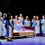 Kiana Kendall (center, on bed), as Deloris in Sister Act, is surrounded by a sisterhood of support and connection. (Kelly Godell Photo)