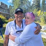 Dre Neeley and Pepa Brower, co-owners of Gravy, at a 2024 event at The Country Store & Garden that benefited Vashon Food Bank. The couple will again offer up a feast for the food bank at the same location from 1-6 p.m. Sunday, Sept. 7. (Tom Hughes Photo)