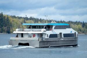 The MV Sally Fox departing Vashon for a noon sailing  one of four midday round trips that were added to the foot ferrys sailing schedule in 2024. (Alex Bruell/File Photo)