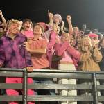 Vashon High Schools student section  known usually as The Green Tide, turned pink on homecoming.