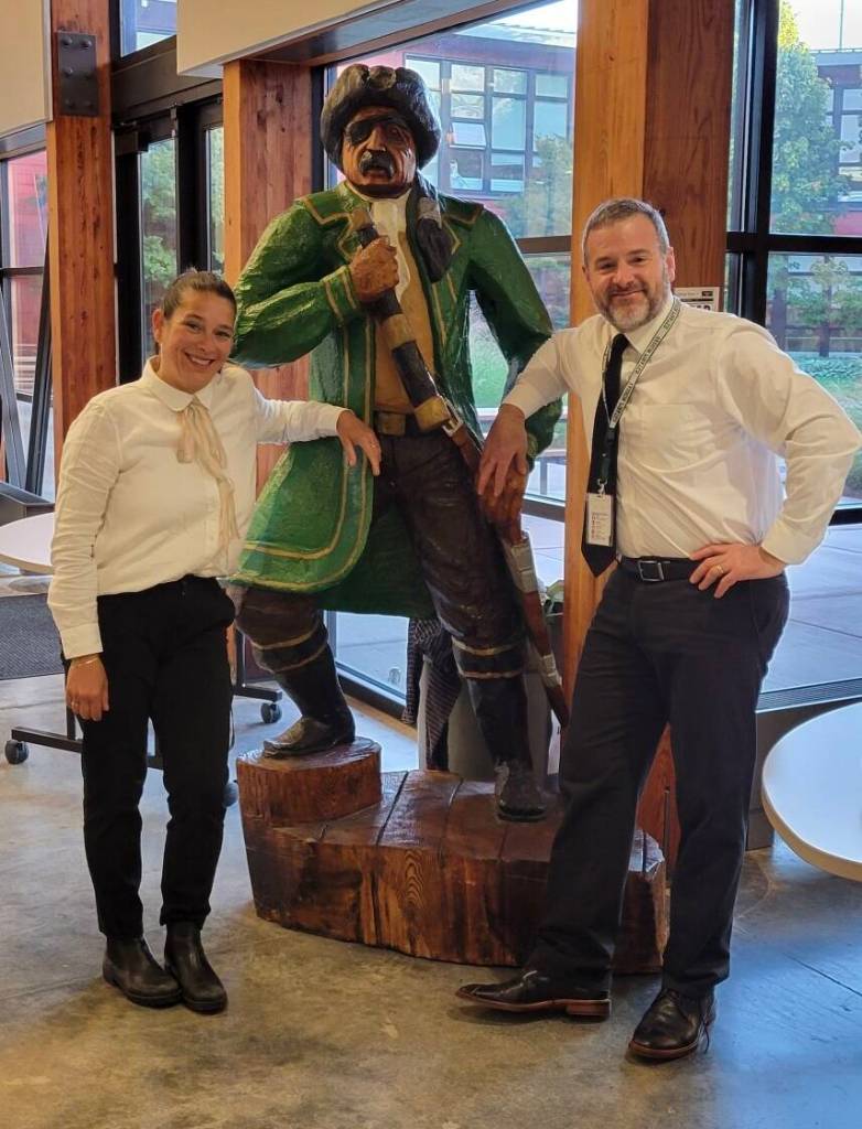 VHS Principal John Erickson and Assistant Principal Sabrina Kovacs, on Twin Day of Homecoming week. (Courtesy Photo)