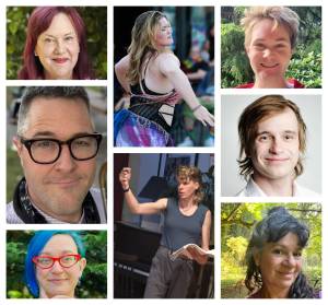 Courtesy Photos
Rocky Horror ensemble members (left row, top to bottom) Maria Glanz, Matt Fontaine, Katt Rouse-Riley (middle, top to bottom) Maya Krah, director Brooke Osment (right, top to bottom) Hail Quakenbush, Gabe Dawson and Arlette Henquet Moody. (Courtesy Photos)