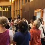 Sally Jean Fox, third from left in foreground, dances in the lobby at Balkan Nights. (Elizabeth Shepherd Photo)