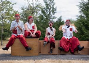 The cast of UMO Ensembles Tiger Tales includes (left to right) David Godsey, Meghan Ames, Janet McAlpin and Lyam White. (Michelle Bates Photo)