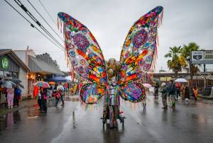 Matt Beursken held court in the center of Vashon, clad in an exquisite Dia de los Muertos costume. ((Kent Phelan Photo)