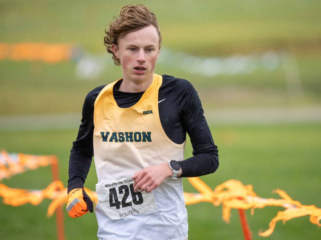 Vashon High School runner Josh Healey won the individual district championship. (John Decker Photo)