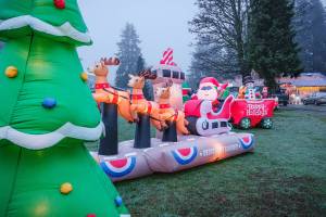 Terry Donnelly Photo
Lewis Roggenbucks home at 18911 Ridge Road SW features a festive lighted display with an inflatable Santa and reindeer.