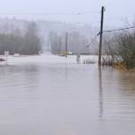 NE 124th Street, one of the two roads that takes Duvall residents across the river and quickly out of the Snoqualmie Valley, was closed due to flood water, Dec. 10, 2025. Photo by Grace Gorenflo/Sound Publishing