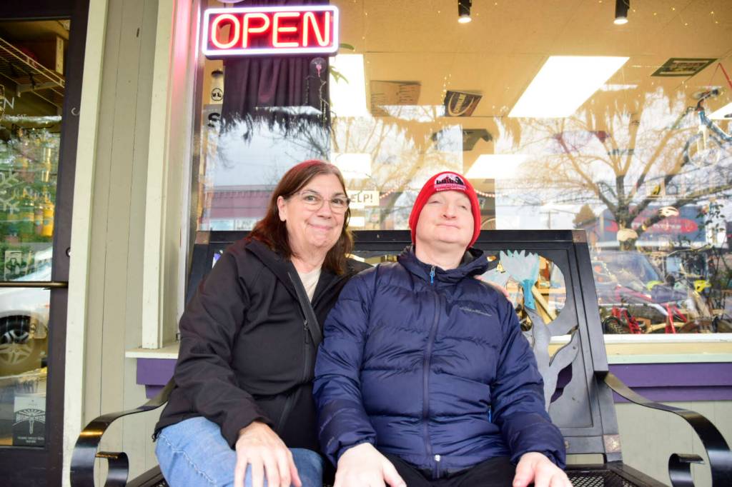 Doug Hershey with his caregiver, Brigitte Webb. (Tess Halpern Photo)