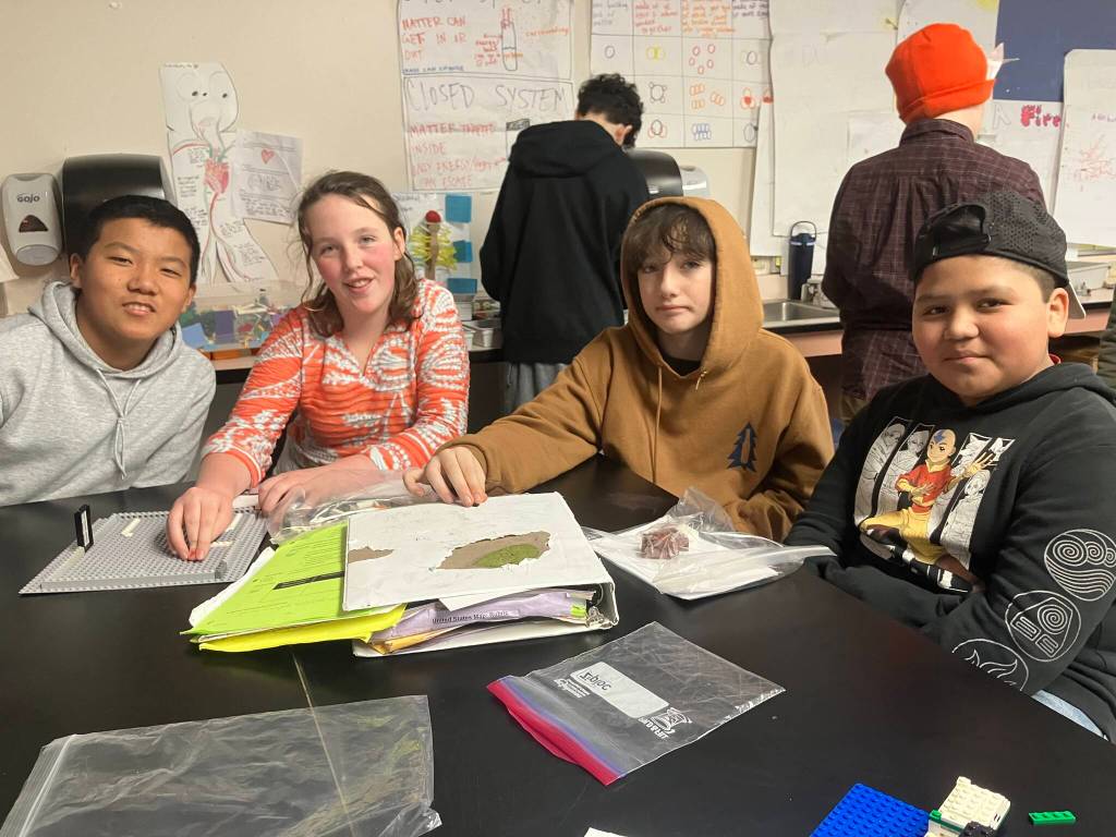 (Left to right) Sherpa, a seventh-grader, with fifth-grader Paloma, eighth-grader Leo and fifth-grader Jorge. (Elizabeth Shepherd Photos)