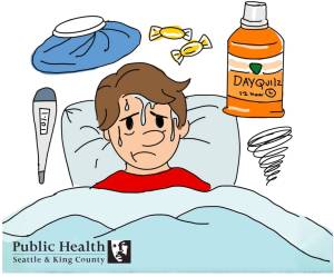 See the full comic at tinyurl.com/flu- 2-outcomes. (Public Health Seattle & King County Graphic)