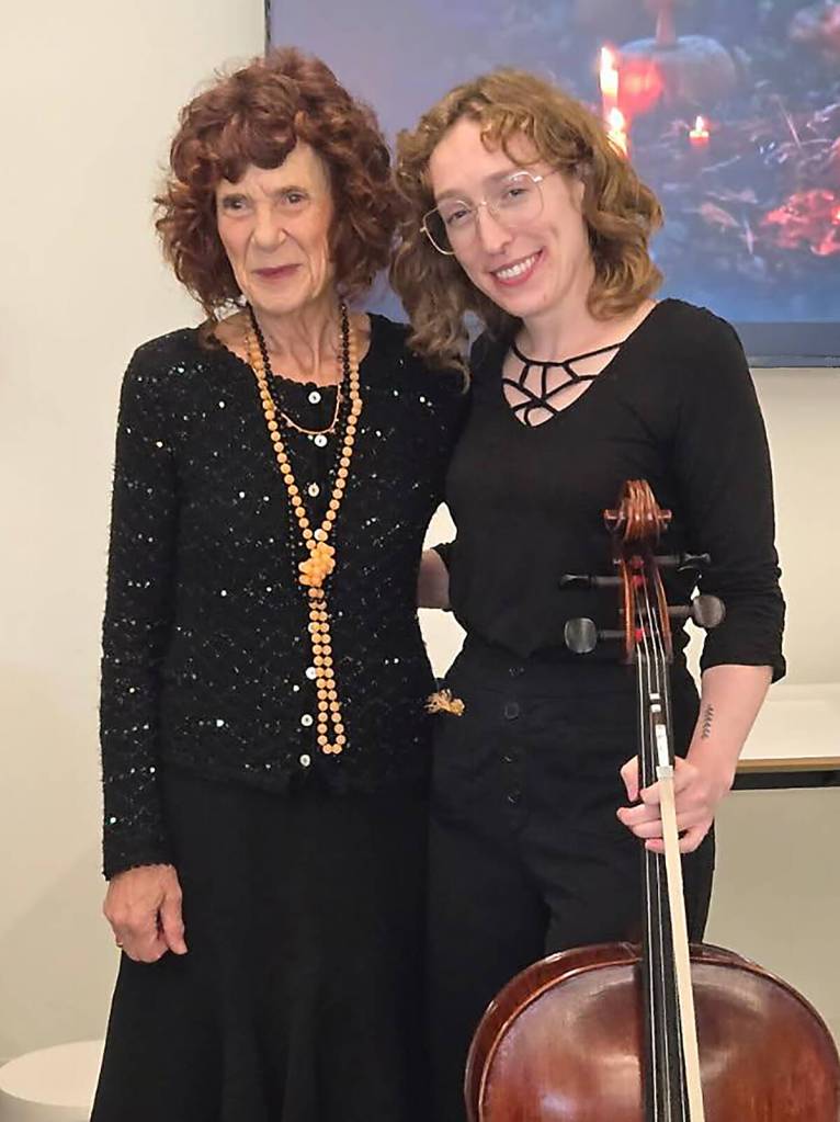 Courtesy Photo
Seattle cellist Michelle Dodson (left) and storyteller Merna Ann Hecht will present Love Stories with a Twist on Feb. 15 at Wine Shop Vashon.