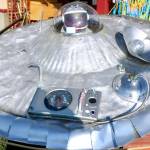 Sunlight reflects off of the metallic surface of Beurskens UFO, still for sale at Treasure Island. (Scarlet Hansen Photo)