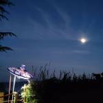 The UFO refurbished by Beursken hangs from cables above his driveway on Maury Island, decorating his home for Halloween. (Matt Beursken Photo)
