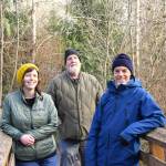 From left, Jenny Stamper, Tom Dean and Theron Shaw at Judd Creek. (Tess Halpern Photo)