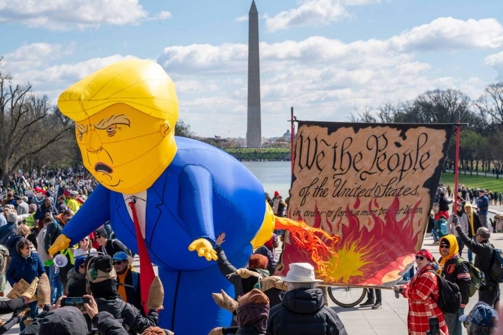 Frank Fitzpatrick Photos
Backbone Campaigns inflatable Trump made its debut in Washington, D.C., during the March 28 No Kings protest.