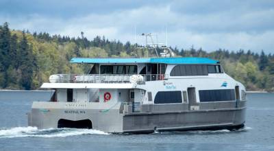 Alex Bruell Photo
The MV Sally Fox departing Vashon for a noon sailing  one of four midday round trips that were added to the foot ferrys sailing schedule in 2024.
