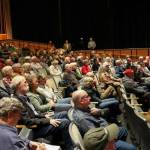 A packed house greets Congresswoman Pramila Jayapal at Vashon Center for the Arts during her April 9 town hall.