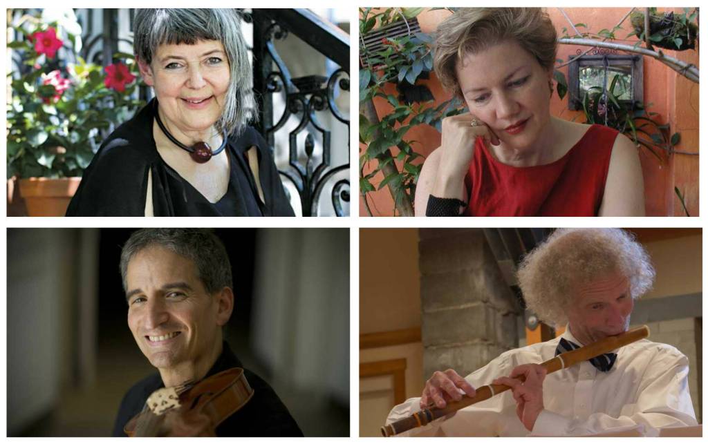 Courtesy Photo
Violinist David Greenberg, harpsichordist Elisabeth Wright, viola da gambist Susie Napper and baroque flutist Jeffrey Cohan will perform music from Telemanns Paris Quartets, on Monday, April 27.