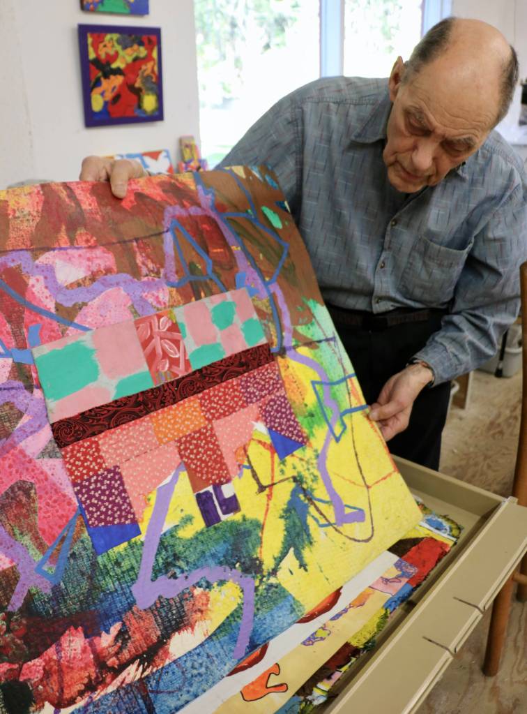 One of the various works that fill the drawers in Donald Coles studio.