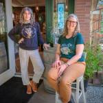 Terry Donnelly Photo
Mardi Ledbetter, left, and Kim Cantrell stand at the shared entrance to Mind+set Apothecary + Restoreum and Little Bird Gardens on Vashon Highway.
