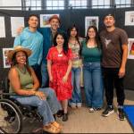 Colwells family with the Heard Museums Manager of Family Engagement and Learning Programs, Angélica Blanco, at Día del Niño. Right to left: Chezale, Diego, Wade, Angélica, Kamila, Myranda, and Noah.