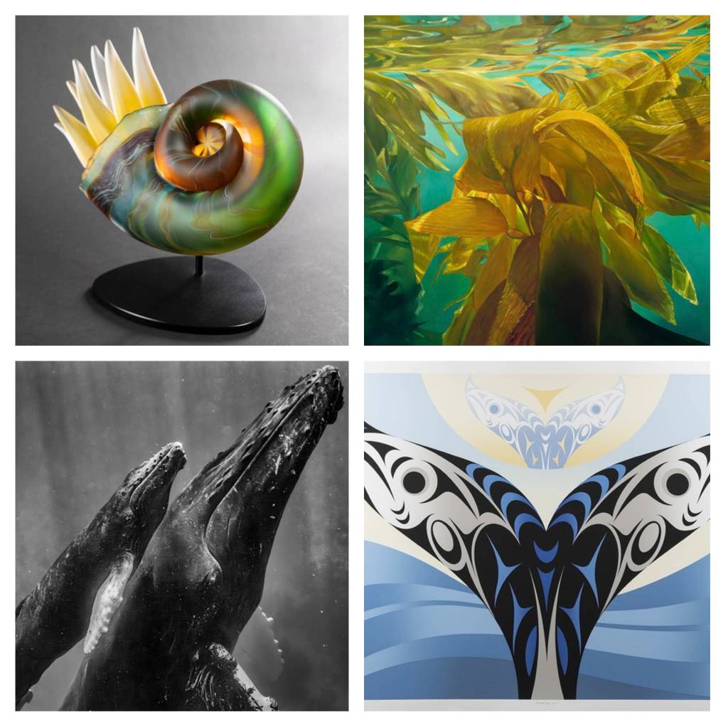 Photos Courtesy of Vashon Center for the Arts
Artwork by Kelly ODell (top left), Jasmine Novack (top right), Carrie Culp (bottom left) and Kelly Cannell (bottom right) will be featured in VCAs exhibit Deep Water Dialogues: Art Beneath the Surface.