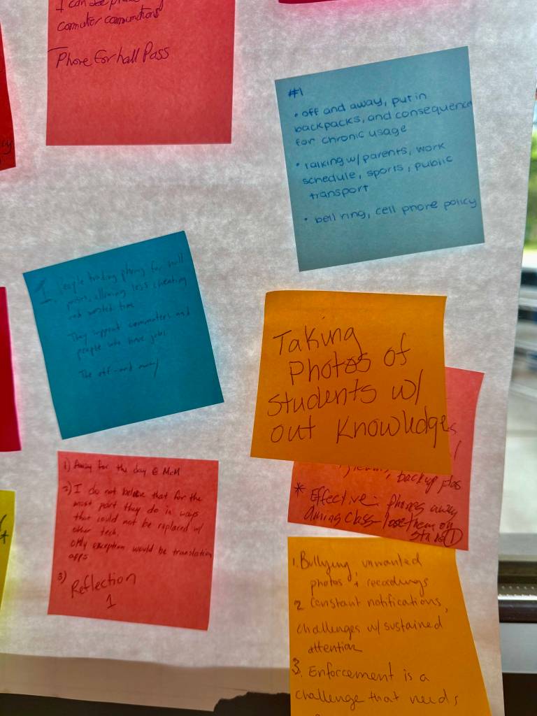 Sticky notes from the May 14 cell phone forum.