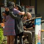 Kent Phelan Photos
Friends of Mukai Executive Director Jade Agua hugs artist Miya Sukune after Sukunes remarks at Saturdays ceremony.