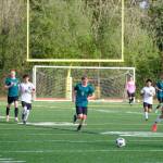 Seniors August Kampmeier (No. 9) and Avery MacLean (No. 8) help Vashon control possession during a match earlier this season. Pirates coach John Thomas has worked with many of this years seniors since kindergarten. This weekend the Pirates begin their pursuit of their first state soccer title since 2019.