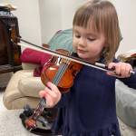 Stephanie Johannessen Photo
Six-year-old Madeline is currently taking violin lessons using the instrument she borrowed from the Vashon Events Music Instrument Library. Madeline has been playing instruments her family gets for free from the library for three years.