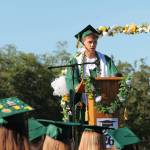 Class speaker Dziga Legry addresses his classmates during Vashon High Schools commencement ceremony Saturday.
