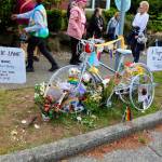 Paul Anderson Photo
A white ghost bike stands near the West Seattle site where Maridee Bonadea was fatally struck June 15.