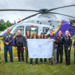 Terry Donnelly Photo
Thunderbird officials, Vashon Island Fire & Rescue leaders, airport commissioners and an Airlift Northwest crew gathered at Vashon Municipal Airport to announce plans for a new emergency helipad.
