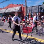 Kent Phelan Photo
Members of the Thriftway Shopping Cart Drill Team perform in the 2017 Strawberry Festival parade.