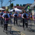 Kent Phelan Photo
Members of the Thriftway Shopping Cart Drill Team perform in the 2017 Strawberry Festival parade.