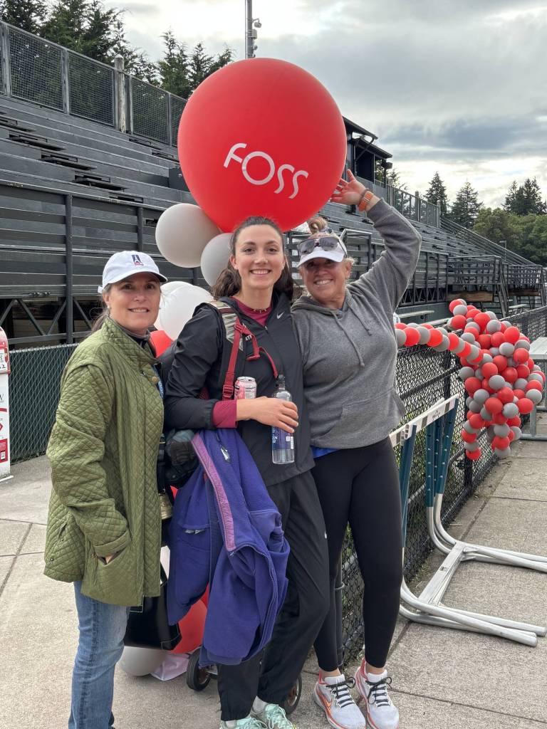 James Batey Photo
Foss family: Linda Sferra, Virginia Miller and Amy Oliver at the Foss Miller memorial track meet.