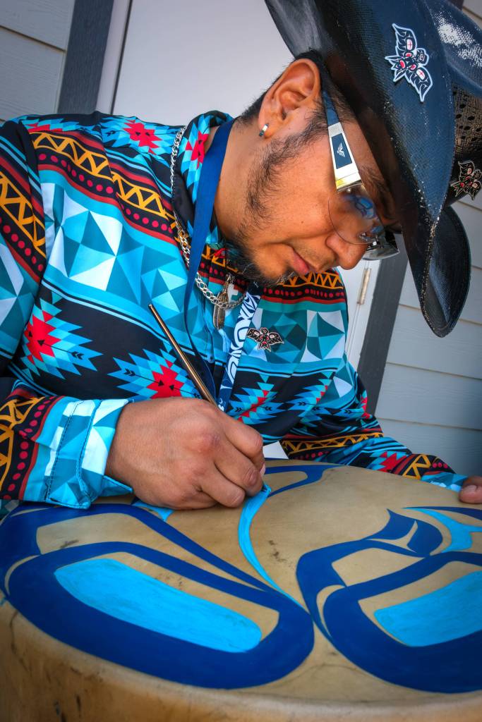 Terry Donnelly Photo
Native artist Speakthunder Berry, who designed the Thunderbird Treatment Center logo, attends Saturdays opening celebration.