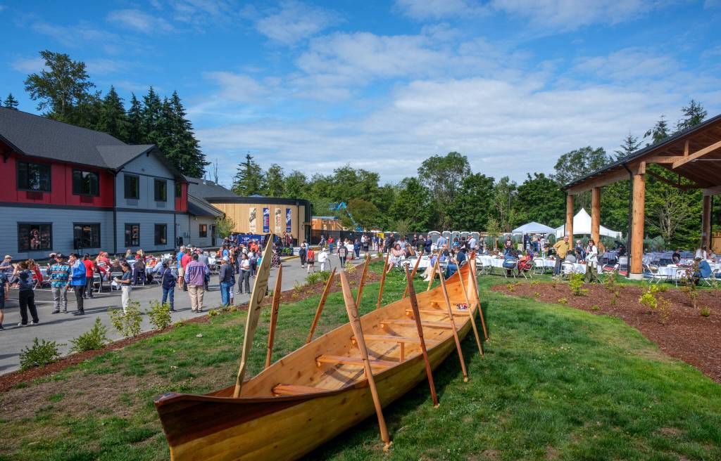 Terry Donnelly Photo
A Coast Salish canoe recently built for the Seattle Indian Health Board by Dean Washington of the Lummi Nation is displayed at Thunderbird Treatment Center. SIHB says the canoe represents healing, cultural connection and the strength of pulling together through lifes challenges.