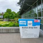 Vashons ballot drop box is located at the Vashon Library. (Terry Donnelly Photo)