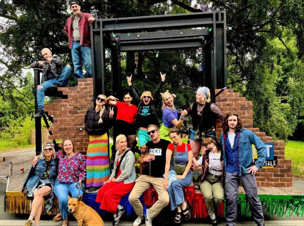Courtesy Photo
Cast and crew of Rent staging for the Strawberry Festival parade.